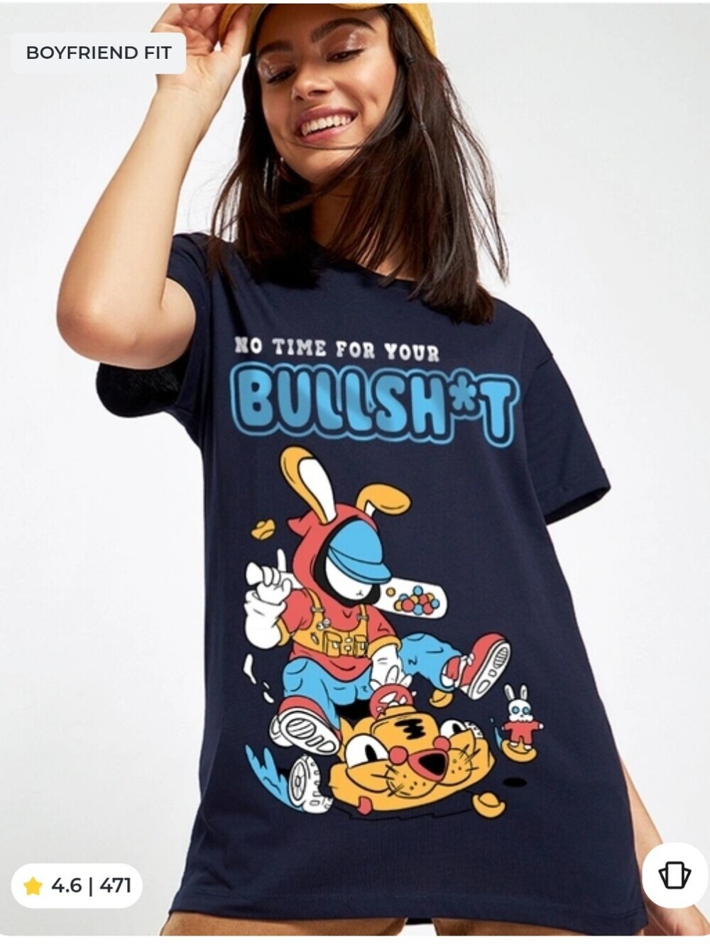 Bewakoof Graphic T-shirt  "NO TIME FOR YOUR BULLSH*T" Preppy Festival Statement